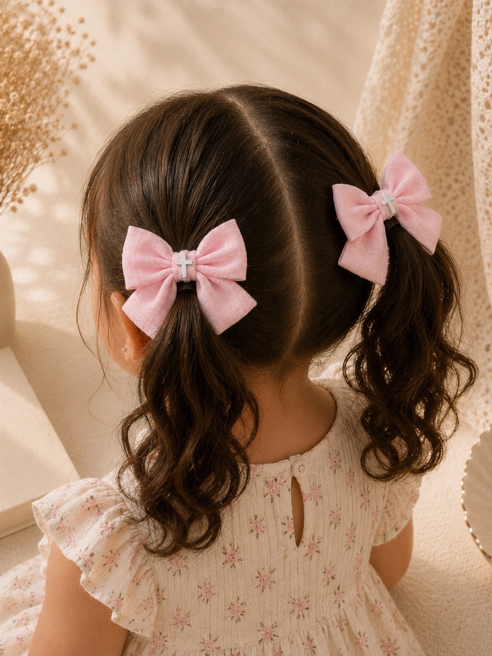 Pink  Bow Hair Clips for Kids - Set of 2